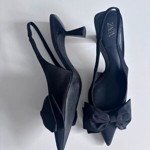 Zara Elegant Black Heels with Bow
